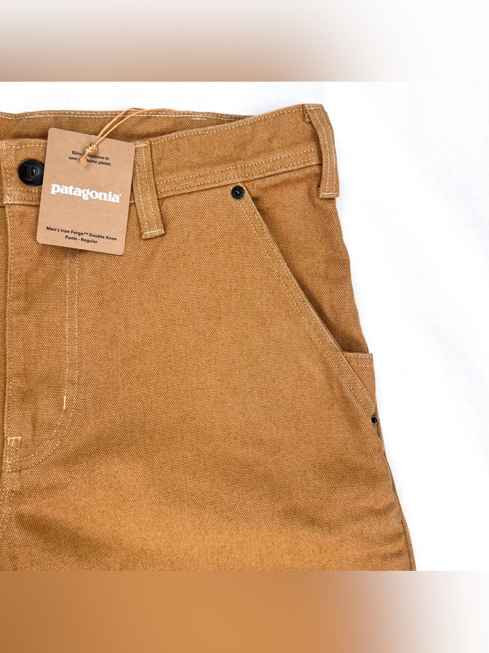 Patagonia Iron Forge Double Knee Pants Men's 32X33 Brown Hemp Canvas Work Wear - Picture 3 of 15
